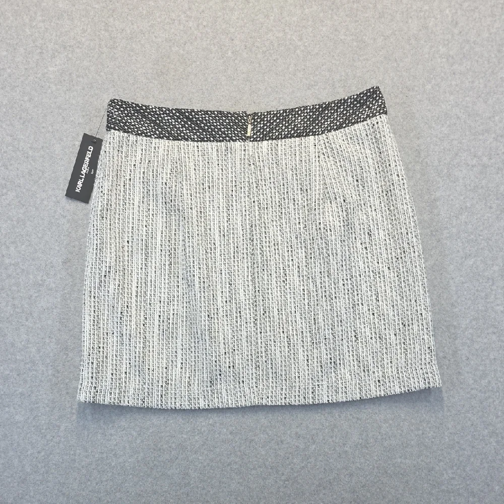Karl Lagerfeld Paris Tweed Mini Skirt Black White Size 14 NWT